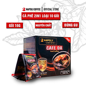 Cà phê hoà tan đen đá 2in1 bổ sung Nấm Linh Chi và Đông trùng hạ thảo Napoli Coffee hộp 10 gói x 16g