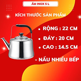 Mua Ấm Đun Nước 5L Inox HiLOGI KITCHEN Dùng Được Bếp Từ  Các Loại Bếp  quai xách chắc chắn bọc nhựa chống nóng