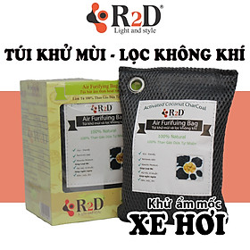 Túi hút ẩm than hoạt tính gáo dừa khử mùi và lọc không khí cho xe hơi chính hãng R2D (hộp 2 túi Lớn)