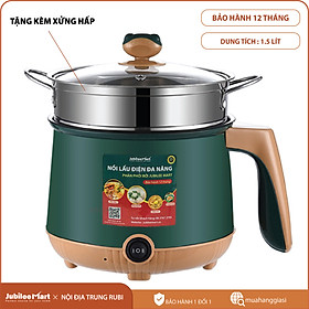 Mua Nồi Điện Jubileemart đa năng  Nồi điện mini tặng kèm xửng hấp dùng chiên trứng  nấu canh  nấu lẩu  kho cá tiện lợi - hàng chính hãng