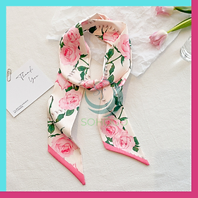 -Khăn Buộc Tóc Đa Năng, Nơ Cổ, Quấn Túi Họa Tiết Phối Hoa Phong Cách Hàn Quốc Thời Trang 130x6cm