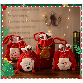 Túi rút đựng quà, lì xì hình ông già Noel, tuần lộc, người tuyết có đèn 3 kiểu nháy cao cấp