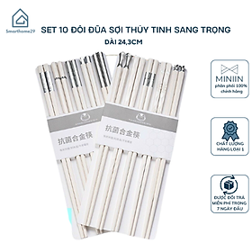 Mua SET 10 Đôi Đũa Ăn Sợi Thủy Tinh Cao Cấp Kháng Khuẩn Chống Trơn Trượt - Bộ Đũa Ăn Gia Đình Sang Trọng - HÀNG CHÍNH HÃNG MINIIN