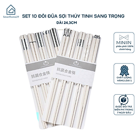 SET 10 Đôi Đũa Ăn Sợi Thủy Tinh Cao Cấp Kháng Khuẩn Chống Trơn Trượt - Bộ Đũa Ăn Gia Đình Sang Trọng - HÀNG CHÍNH HÃNG MINIIN