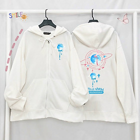 ÁO KHOÁC NỈ MOON PINK PLANTE MẶT TRĂNG FORM RỘNG UNISEX,  Áo khoác chống nắng thun nỉ ngoại mềm mịn, logo in nổi moon, Áo Khoác Nỉ Dáng Rộng Pink Planet Unisex, Áo Khoác Nỉ Bông MOPIE PLANTE Phối Dây Kéo Form Rộng Ulzzang