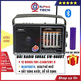 Mua Đài Radio Đa Năng Shuae SW-666BT 12Band Fm/Am/Sw  Bluetooth/Usb/Thẻ Nhớ  Đài Nghe Nhạc Cao Cấp  Tặng Pin Sạc-H2Pro Tech