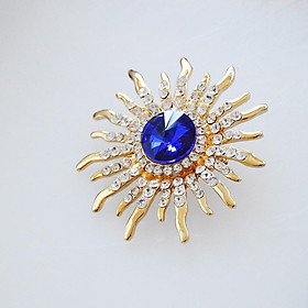 2-5pack Elegant Gold Plated Crystal Brooch Sun Flower Suit Jewelry Rhinestone