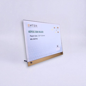 Kệ mica 1 mặt Enter E47-N 300x210mm liên kết bulon A4 ngang, Kệ menu nhà hàng, Standee mica để bàn, Bảng quét mã QR Code