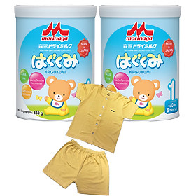 Combo 2 hộp Sữa Morinaga Số 1 Hagukumi (850g) và bộ quần áo Nous 9-12M (7-12kg)