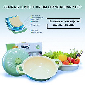 Mua Nồi kháng khuẩn  7 lớp phủ TITANIUM Happy Home Pro chất lượng Hàn Quốc màu xanh lá size 28cm