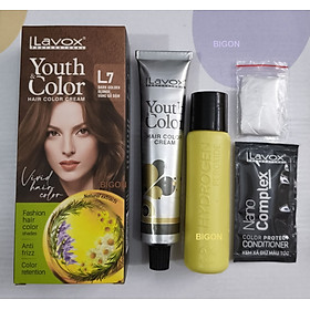 (Vàng Gỗ Đậm) Kem Nhuộm Dưỡng Tóc Màu Thời Trang Lavox Youth&Color L7 - Dark Golden Blode