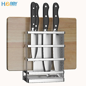 Kệ để dao thớt 2 ngăn có khay nhựa inox 304 Hobby Home Decor DD2N