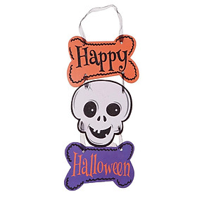 Happy Halloween Skull Head Paper Hanging Board Plaque Indoor Outdoor Sign