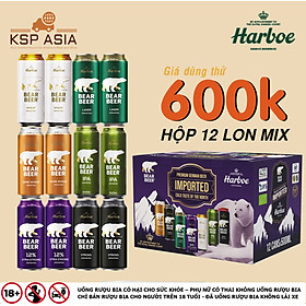 BIA GẤU HARBOE MIX 6 VỊ 12 LON 500ml