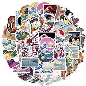 Sticker dán cao cấp Ukiyo-e Nhật Bản Cực COOL ms#132