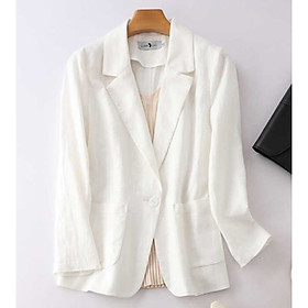 Áo Vest Blazer Nữ Trắng Linen Dài Tay