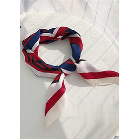 Khăn Lụa Vuông Sọc Đỏ Viền Màu Be - Mã KL054