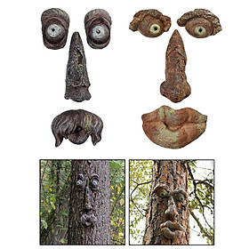 2x Tree Faces Outdoor Old Man Wild Bird Feeder Tree Hugger Statues Yard Arts