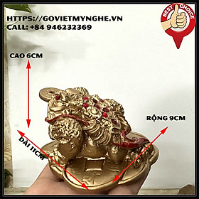 Mua Tượng đá cóc 3 chân thiềm thừ ngậm tài lộc phong thủy - Dài 11cm - Màu Nhũ Đồng