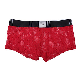 Men's Underwear Lace Briefs, Thin Lingerie, Flower Lace Male Bikini Lace Briefs Low Waist for Men
