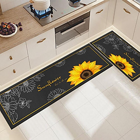 Thảm nhà bếp - không phải là hoa hướng dương - có thể giặt được - với hoa văn hướng dương màu vàng - để trang trí ngôi nhà (hoa hướng dương - hoa lớn)