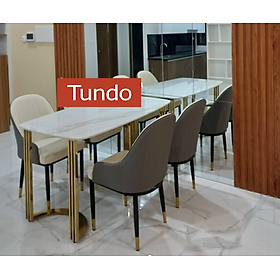 Mua Bộ bàn ghế phòng ăn Tundo 4 ghế chân inox mặt bàn đá