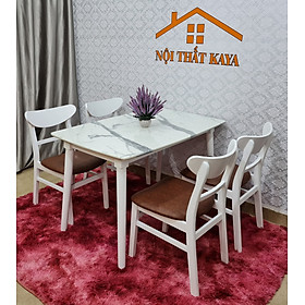 Mua Bộ Bàn Ăn Vân Đá 4 Ghế Lunar