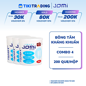 Combo 3 Bông Tăm Kháng Khuẩn Jomi (200 Que/Hộp)
