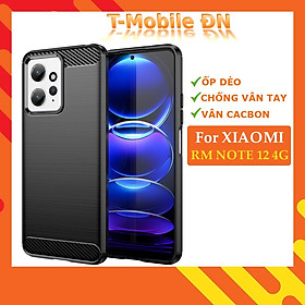 Ốp lưng Xiaomi Redmi Note 12 4G 5G silicone mềm Carbone phay xước chống sốc chống vân tay - Black