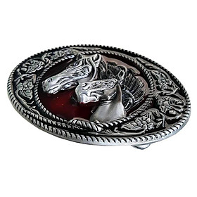 Antique Silver Alloy Cowboy Western Engraved Horse Head Unisex Belt Buckle