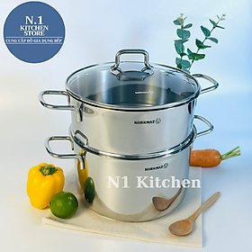 Mua Bộ nồi xửng hấp inox 18/10 Korkmaz Perla Thổ Nhĩ Kỳ  Bảo hành 4 năm -  Hàng Chính Hãng