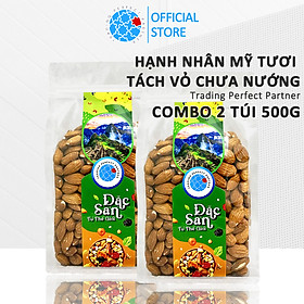 Combo 2 Túi Hạt Hạnh Nhân Tươi Trading Perfect Partner túi 500g chưa nướng