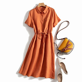 Đầm sơ mi linen nữ form suông, dáng dài phong cách vitage ARCTIC HUNTER AH75