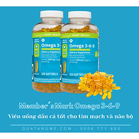 Viên uống dầu cá Member’s Mark Omega 3-6-9 Supports Heart Health -...