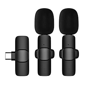 Mini Wireless Clip-on Lavalier Microphone Omnidirectional Mic 2 Transmitter 1 Receiver with Wind Muff for iOS Smartphone