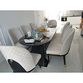 Bộ bàn ăn Luxury 8 ghế Tundo (màu ghế, mặt đá theo yêu cầu)