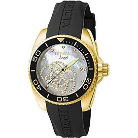 Invicta Women's 0489 Angel Collection Cubic Zirconia-Accented Watch With Black PU Band