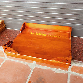 Mua Bàn thờ treo tường gỗ xoan ngang 50cm 2 màu: vàng nhạt và đỏ - Kèm cặp eke gỗ   Mẫu 2