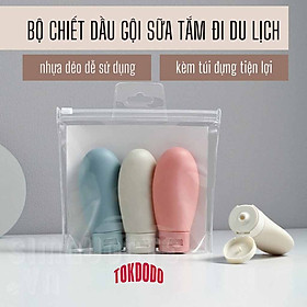 Set 3 Lọ chiết mỹ phẩm, dầu gội du lịch siêu tiện lợi dung tích 60ml kèm túi zip