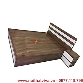 Mua Giường Ngủ Gỗ Mdf Melamine 1M6X2M Màu Óc Chó Sọc Trắng