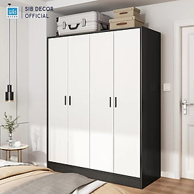 Tủ quần áo đơn giản sib decor màu trắng phối đen