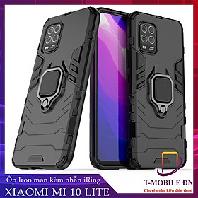 Ốp lưng cho Xiaomi Mi 10 Lite iron man chống sốc kèm nhẫn xoay chống xem video bảo vệ camera