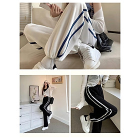 Quần Jogger Nỉ 2 Sọc Ống Rút Điều Chỉnh Dáng Thể Thao 2 Màu Basic