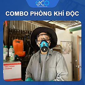 Mua  COMBO  Mặt nạ Koken G7 Nhật Bản phòng khí độc  phun thuốc & Kính chống văng bắn  chống đọng hơi sương Delta Plus Pháp