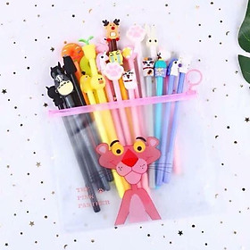 Set 20 bút bi nước hoạt hình tặng kèm túi bút siêu yêu