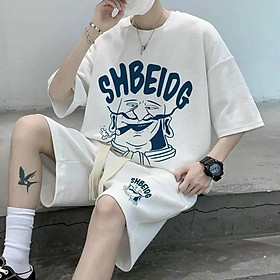 Bộ đồ nam mặc hè mẫu mới 2023 thiết kế in chữ SHB.EIDG 2 màu đen trắng cực đẹp, mặc mát thích hợp mùa hè