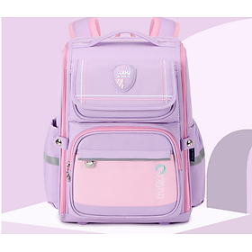 Balo học sinh cấp 1 và 2 siêu nhẹ chống gù chống nước cao cấp phong cách châu âu - Tím