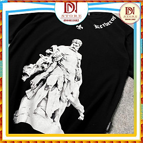 Áo thun tay lỡ in noi Thần Zeus đen, áo T Shirt in hình nam nữ unisex