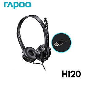 Tai nghe chụp tai có dây RAPOO H120, jack cắm USB - Hàng chính hãng