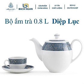 Mua Bộ trà Cao cấp Minh Long 0.8 L Camellia Diệp Lục bằng sứ đẹp cao cấp  sang trọng đãi khách  quà tặng - Bộ ấm chén
